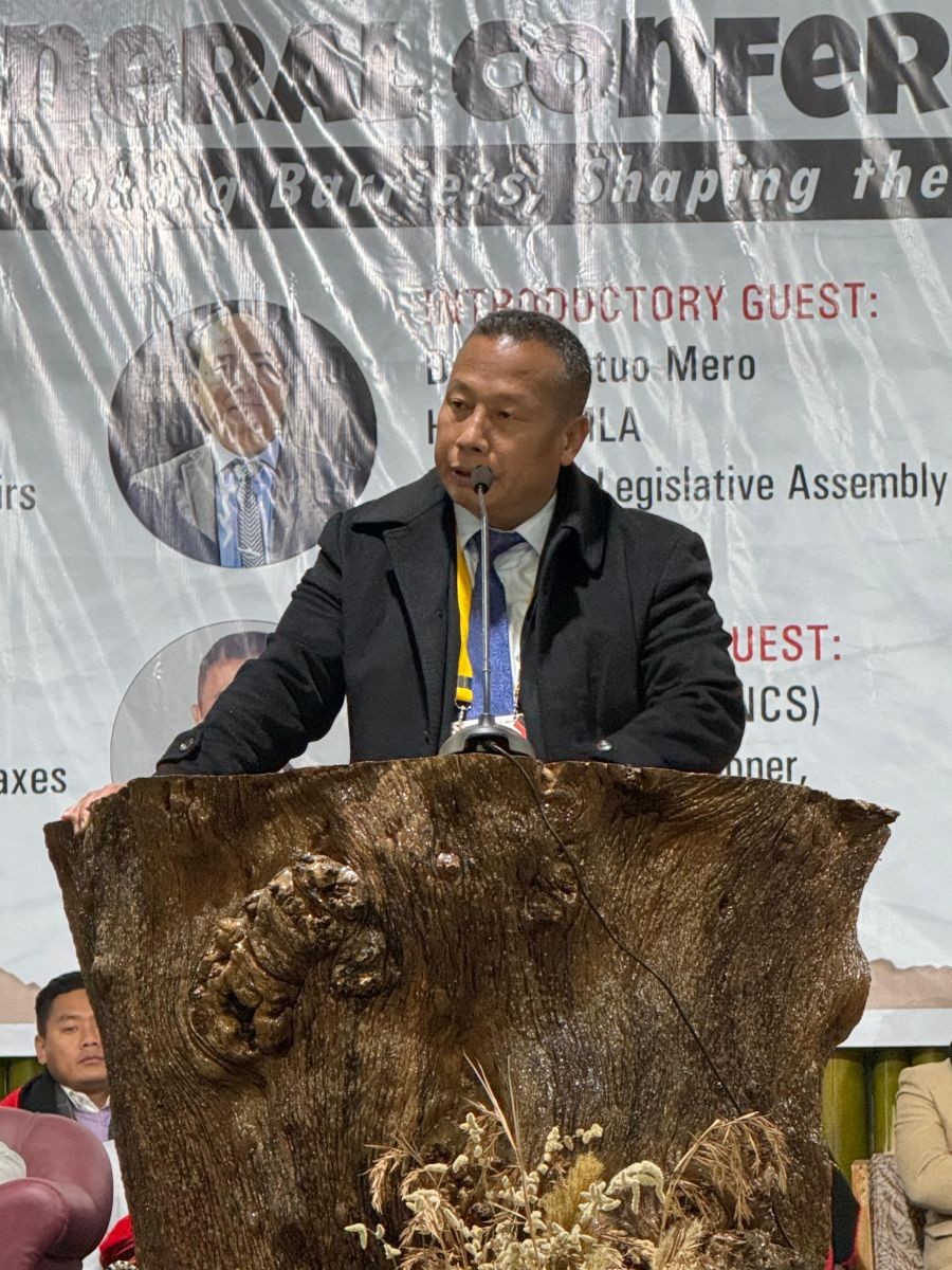 Advisor Küdecho Khamo addressing valedictory session of CSU General Conference held at Losami village on February 2. (Morung Photo)